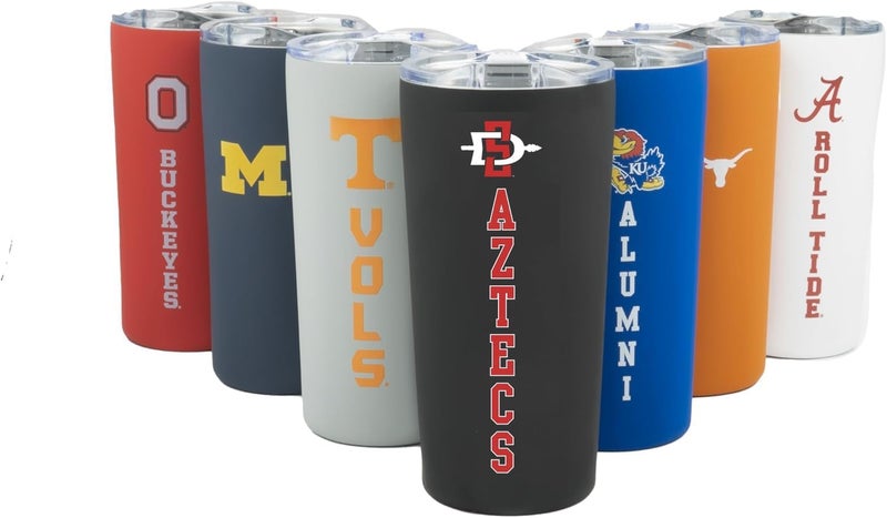 Decorvo Officially Licensed Collegiate Stainless Steel Tumbler - Double Walled Insulated Travel Tumbler with Slide Lid - 18 oz (San Diego St) - Image 1